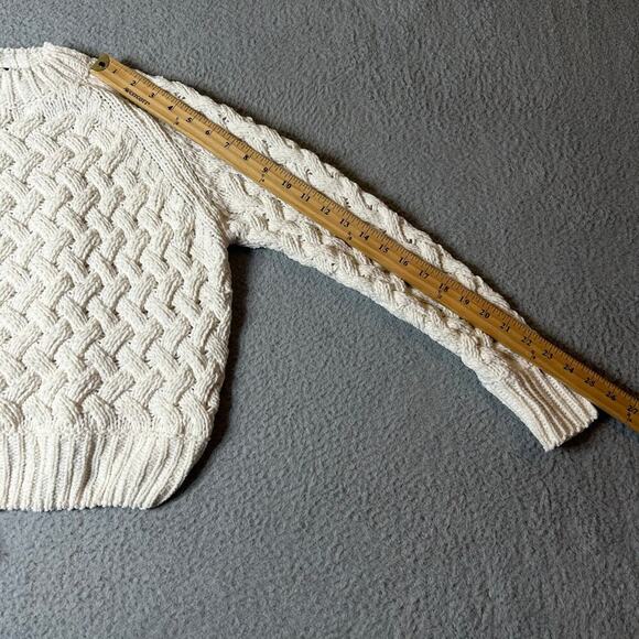Kendall & Kylie Sweater Womens XS Cream Crew Neck Long Sleeve Pullover Chunky - Picture 6 of 9